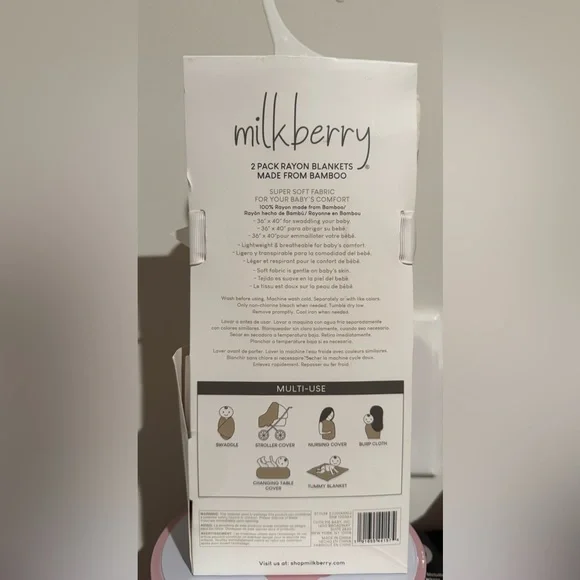 Milkberry Bamboo Baby Blankets Swaddle
Nursing Cover Burp Cloth Set of 2 - Picture 2 of 3